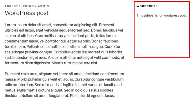 anteprima wordpress del post live con barra laterale diversa