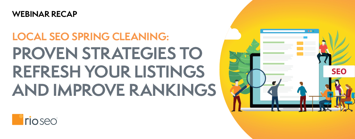 Imagem de cabeçalho do webinar de limpeza de primavera de SEO local