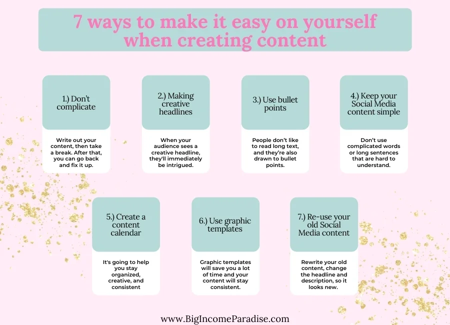 7 วิธีในการทำให้ตัวคุณเองเป็นเรื่องง่ายเมื่อสร้างเนื้อหา - โดย Big Income Paradise