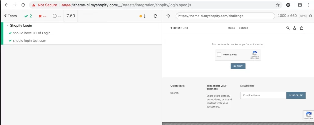 Shopifyチェックアウトページでのボットチャレンジ