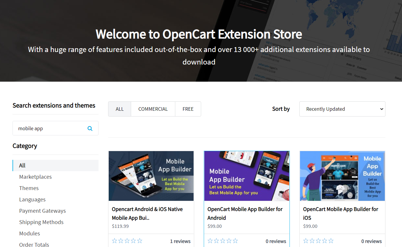 OpenCartストアは、多機能拡張機能の波の後に波を提供します