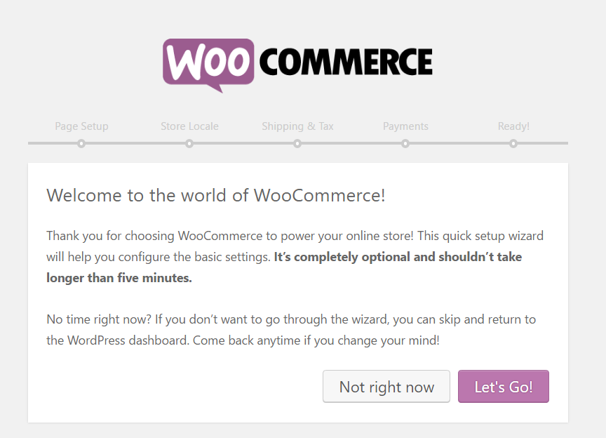 WooCommerceセットアップウィザード