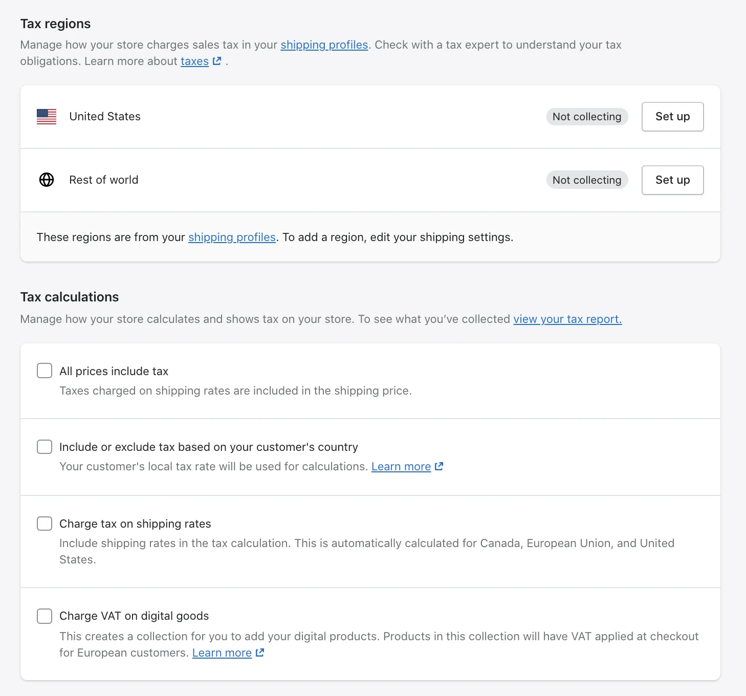 Shopify impuesto sobre las ventas