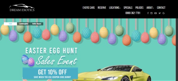 Аренда автомобилей Dream Exotics в Лас-Вегасе