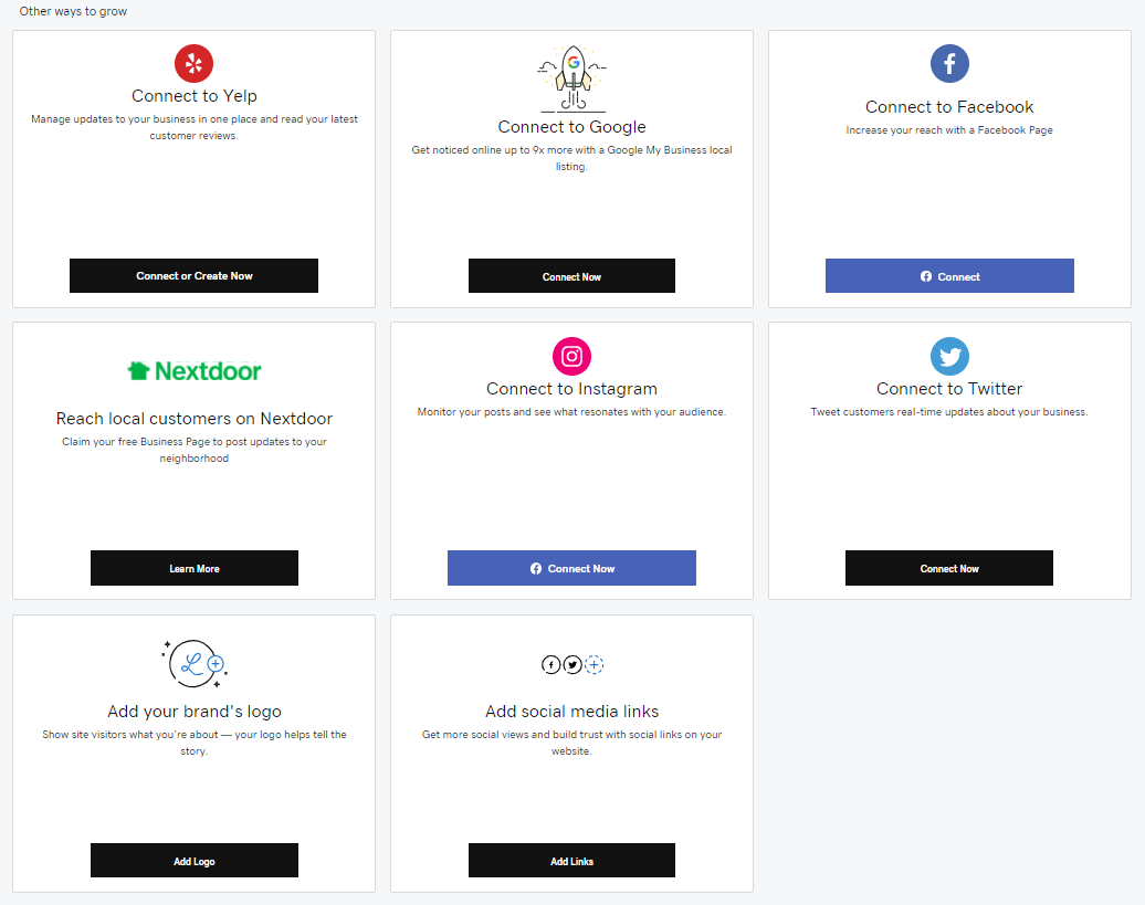 Aplicaciones predeterminadas de comercio electrónico de GoDaddy