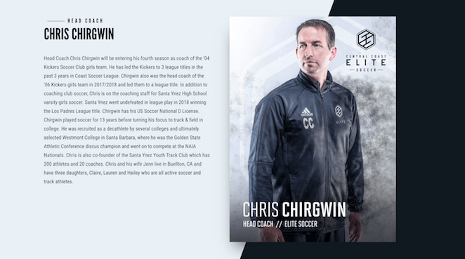 Сайт Central Coast Elite с человеческими элементами