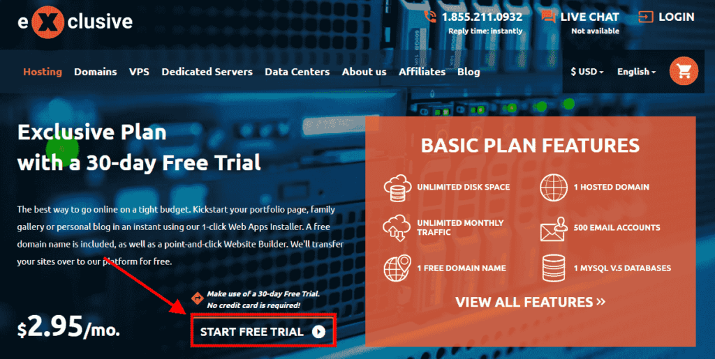 exclusive hosting free trial
