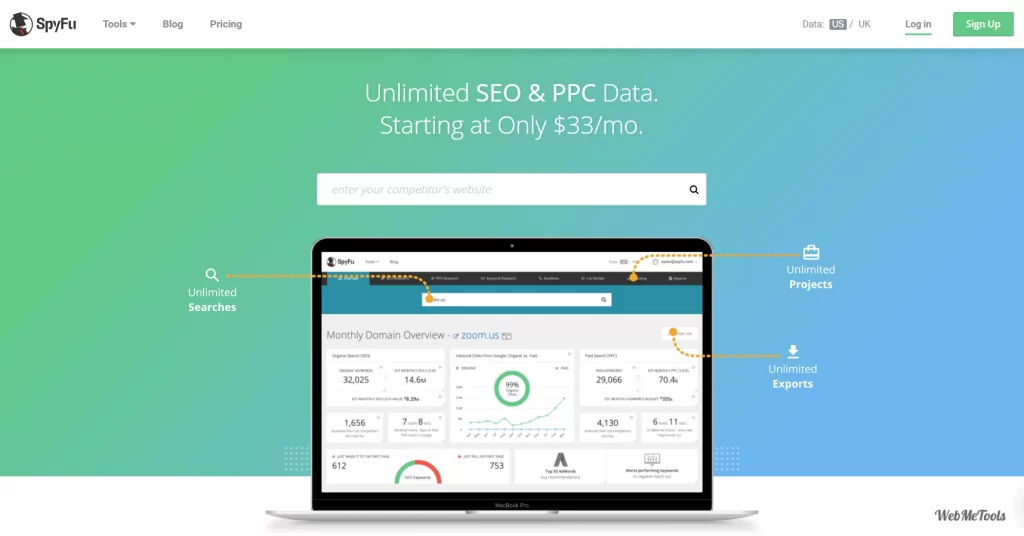 SpyFu Competitor Keyword Research Tools home