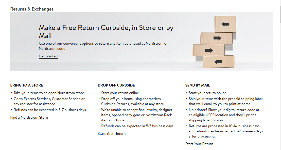 Nordstrom 的退货政策