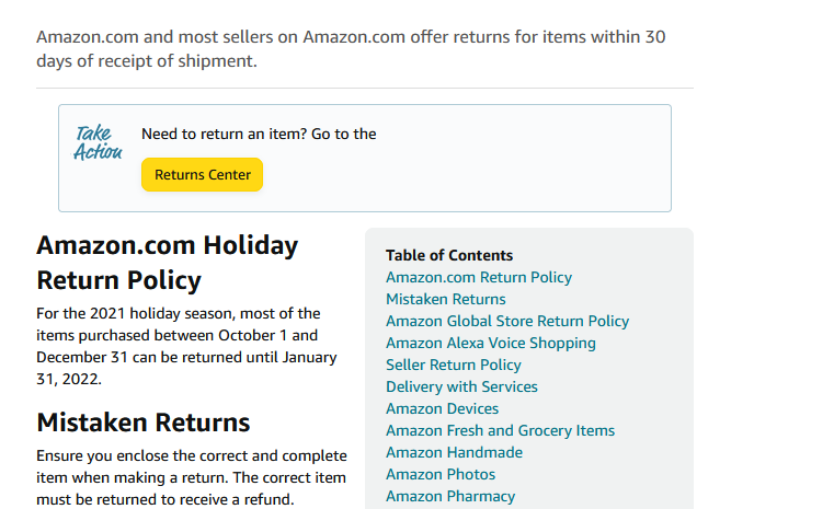 亚马逊退货政策