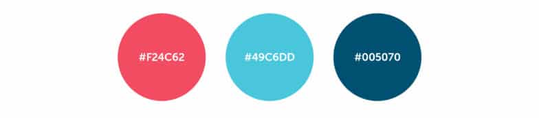 세 가지 색상이 있는 색상 팔레트의 예