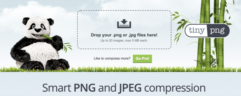 Uma captura de tela do TinyPNG, uma ferramenta de compactação de imagens