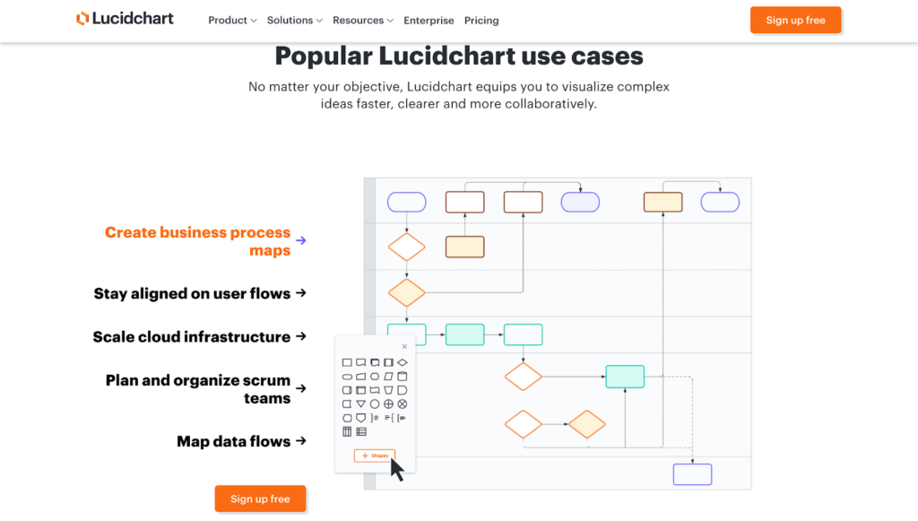 lucidchart صفحة ويب مجانية لبرنامج الجدول الزمني