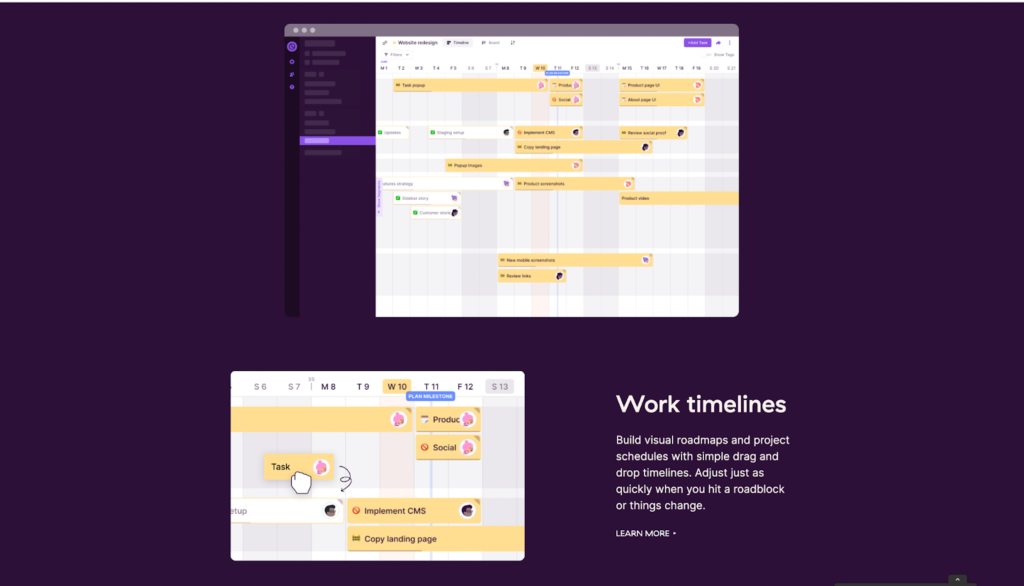 صفحة ويب برنامج الجدول الزمني المجاني togglplan