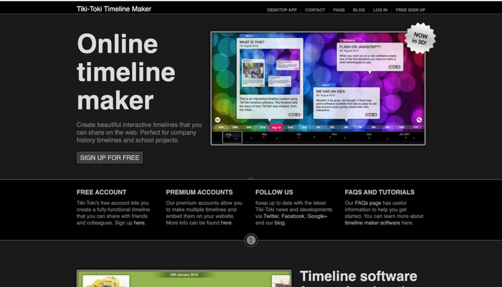 tiki-toki صفحة ويب مجانية لبرنامج الجدول الزمني