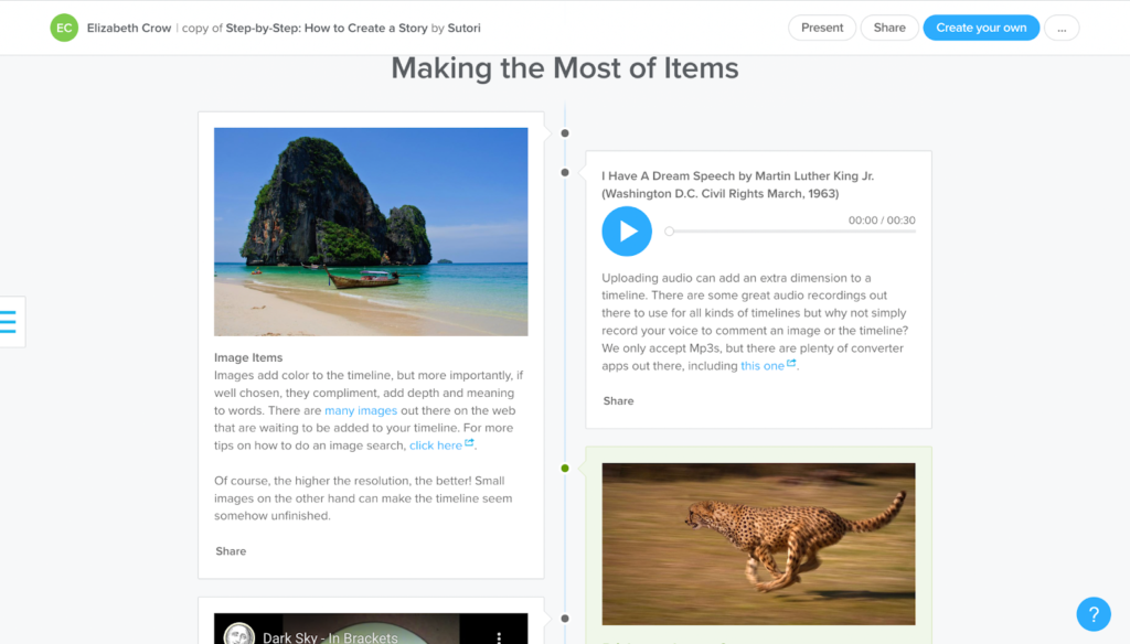 صفحة ويب برنامج الجدول الزمني المجاني sutori