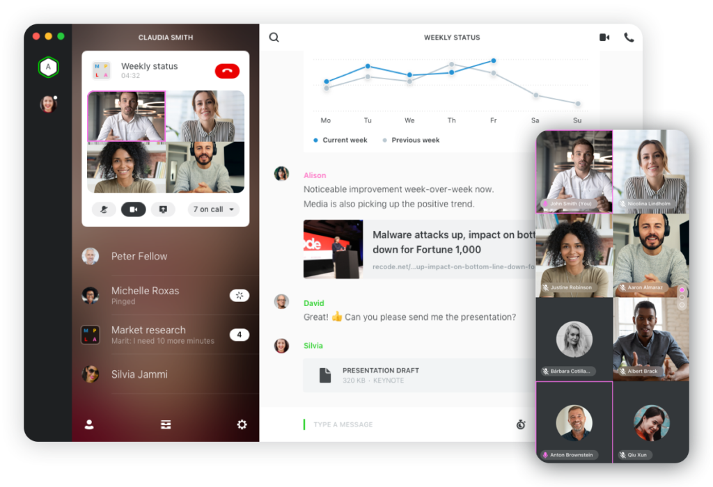wire's secure work group chat application