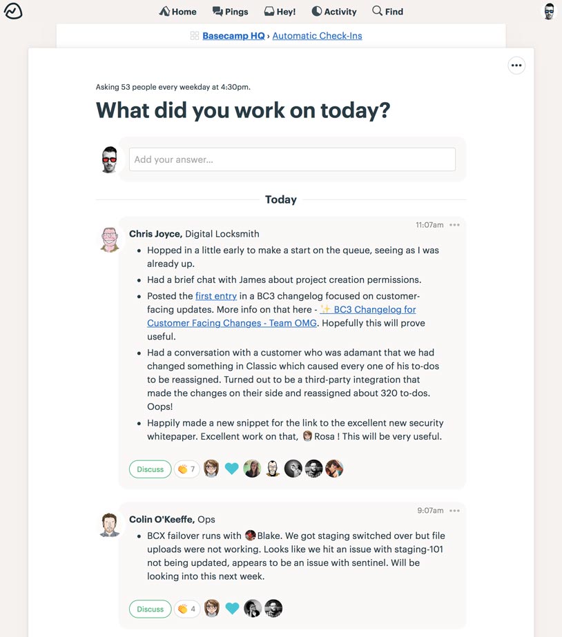 discussion board of basecamp