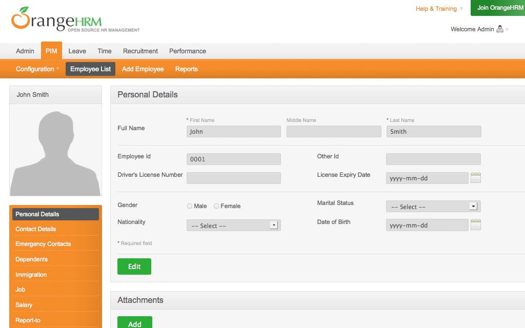 Orange HR 무료 시간 소프트웨어
