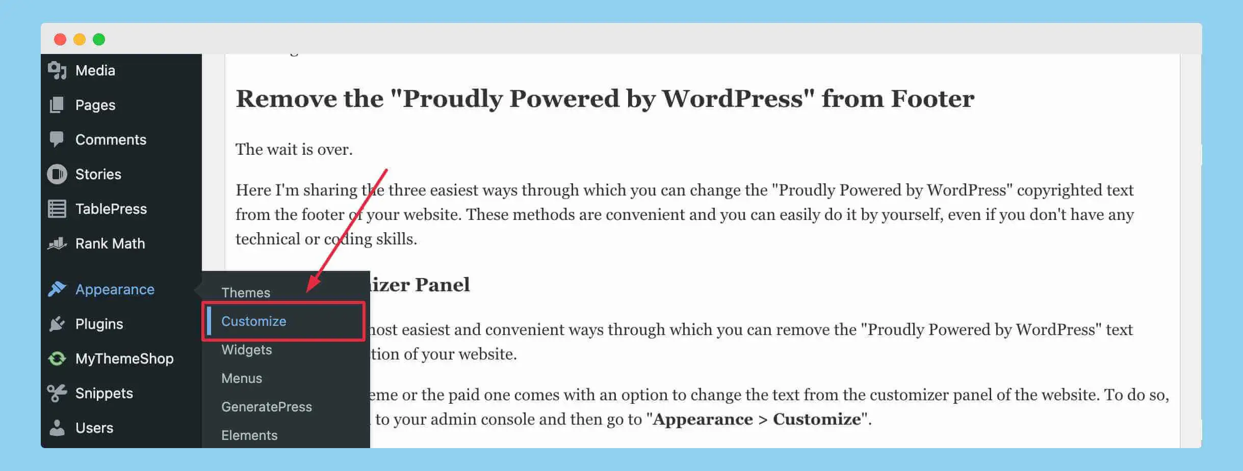 proudly powered by wordpress, remove footer credit in wordpress, remove powered by wordpress, remove proudly powered by wordpress