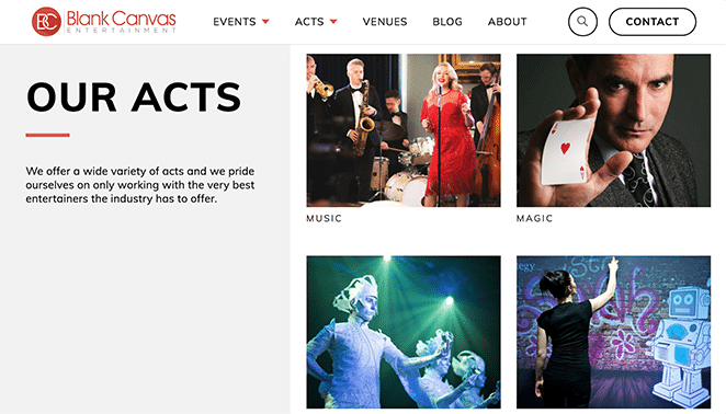 captură de ecran al site-ului web cu pânză goală