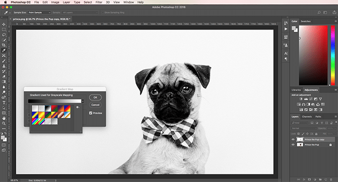 układ przez duotone koła zamachowego, jak gradientować czarno-białe