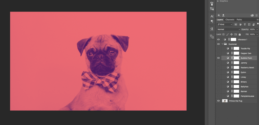 Opcje działania bichromii w Photoshopie