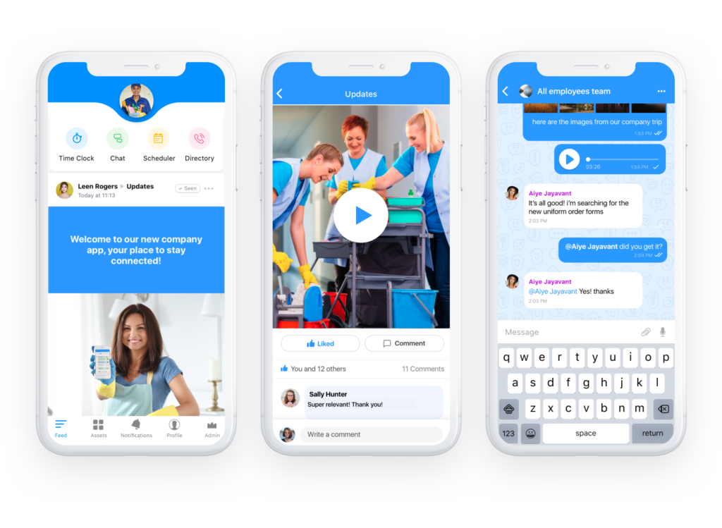 strumento di comunicazione digitale del team di pulizia