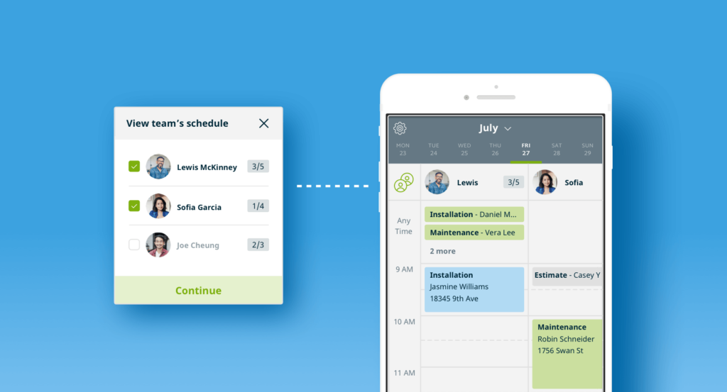 interfaccia del software dell'impresa di pulizie jobber
