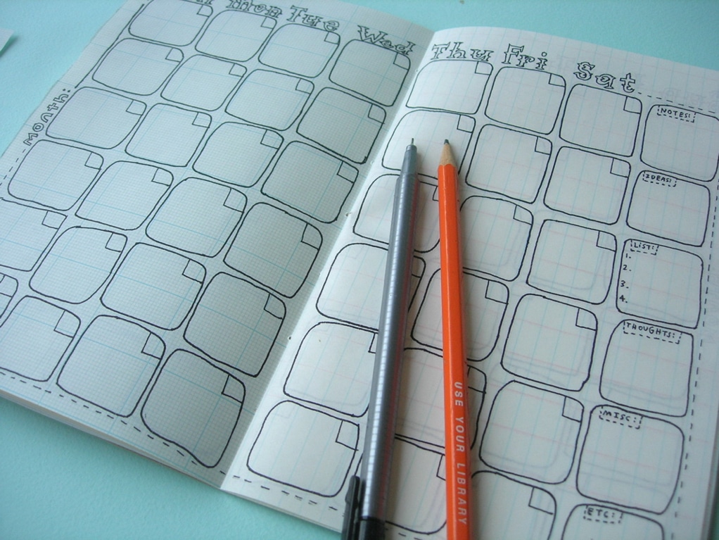 手工子弹日记中的每月布局