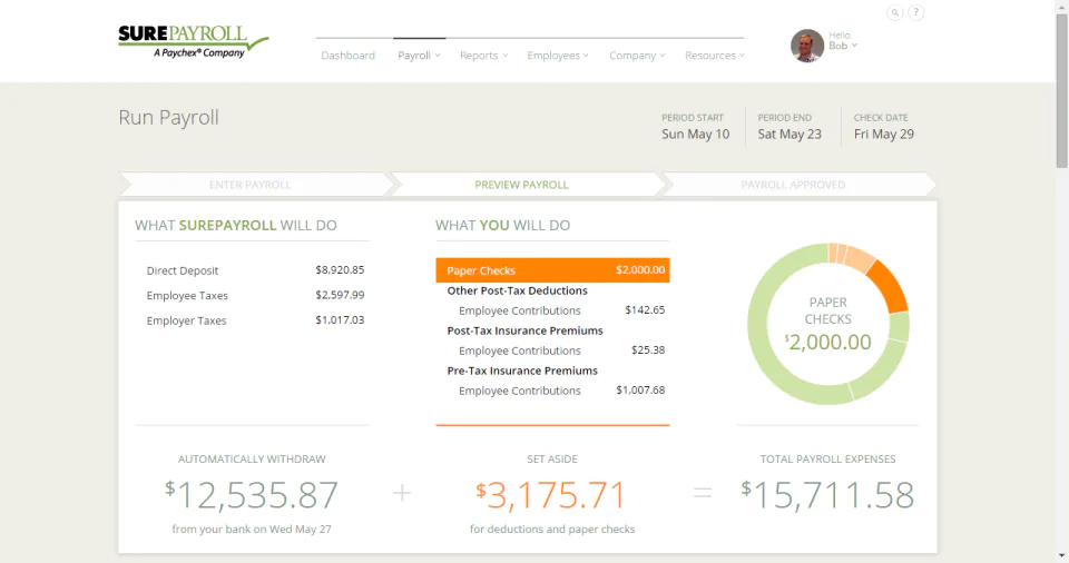 certo interfaccia utente del libro paga
