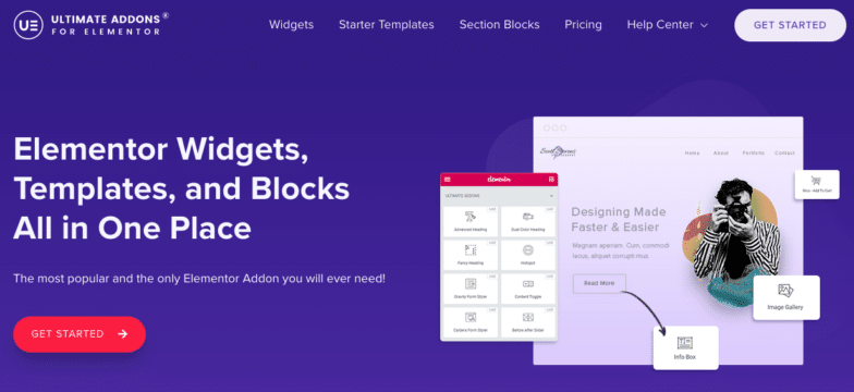 لقطة شاشة لصفحة Elementor الرئيسية