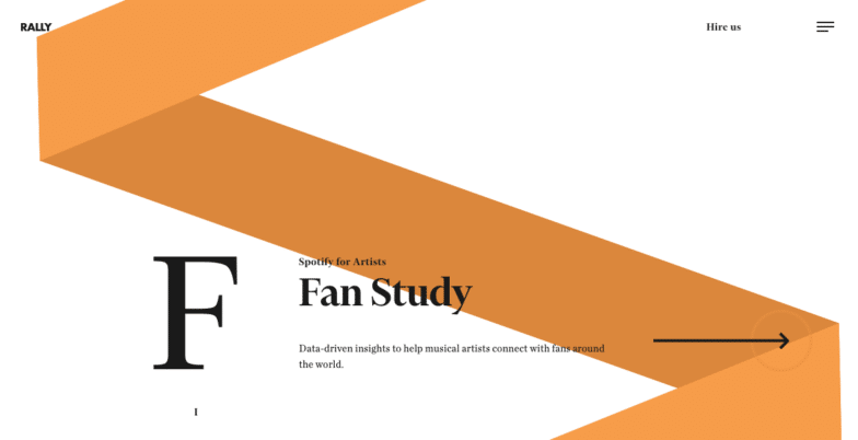 Tangkapan layar dari beranda Rally yang menampilkan spiral kuning dengan latar belakang putih