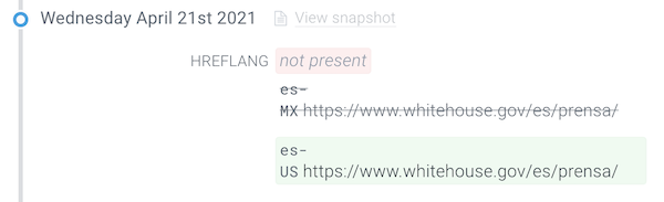 hreflang 변경에 대한 ContentKing 알림 ContentKing alert for a hreflang change