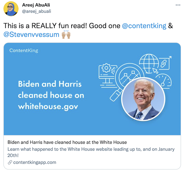 기사를 공유하는 Areej Abuali 트윗의 스크린샷 Screenshot of Areej Abuali tweet sharing the article