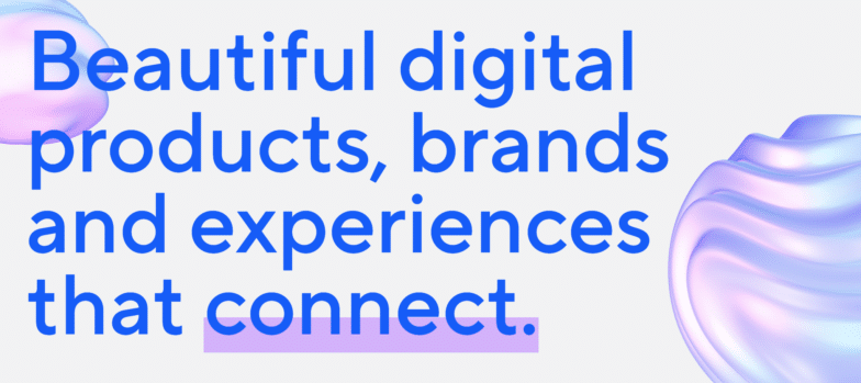 Lo and Behold StudiosのWebサイトのスクリーンショットで、白い背景にGlassmorphicオーブが表示されています。