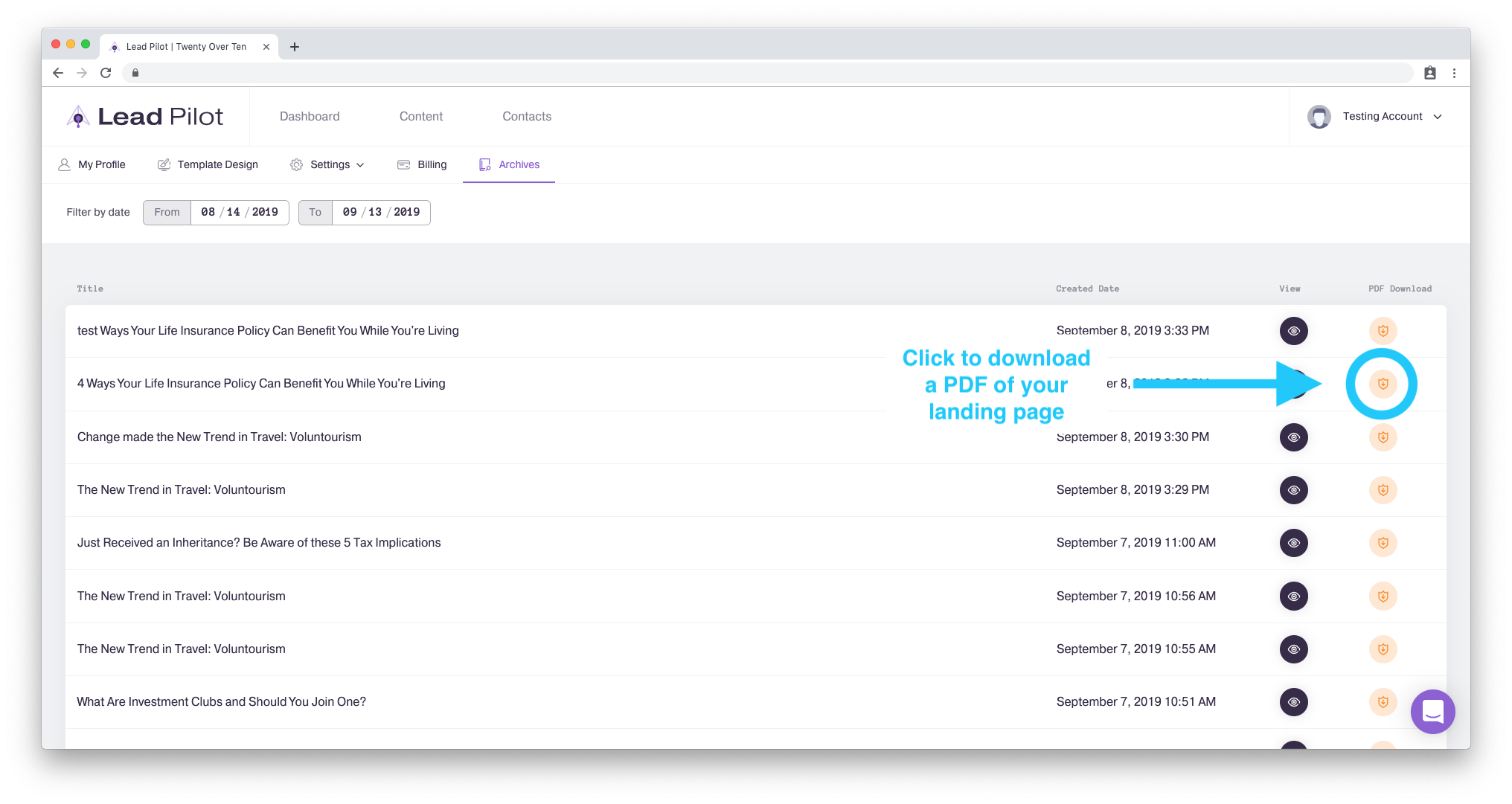 Archiwizacja Lead Pilot