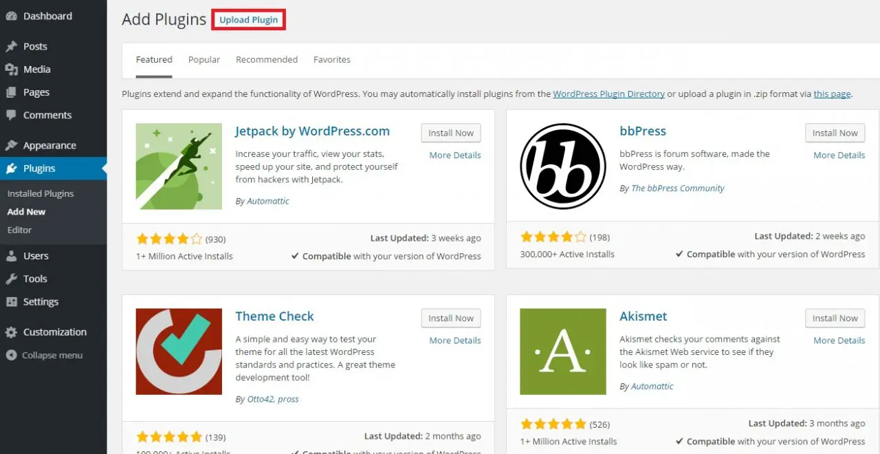 caricare il tuo plugin