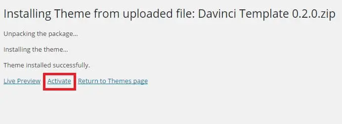 attivando il tuo tema