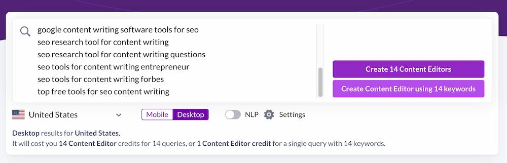 SurferSEO ключевые слова
