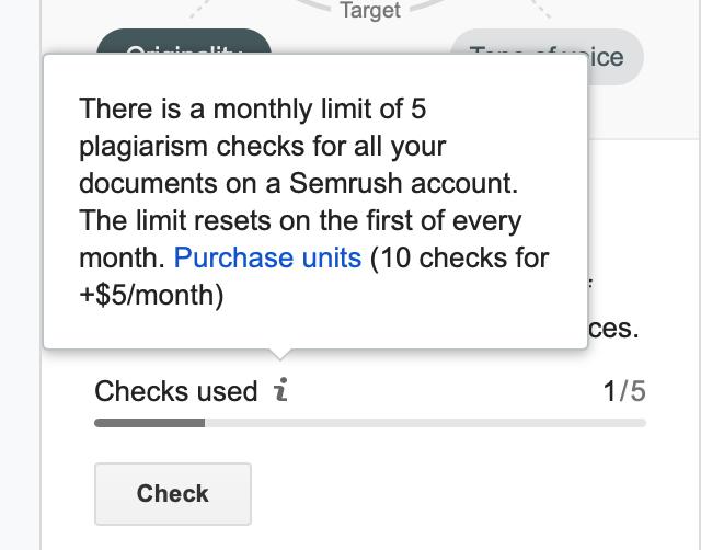 Оригинальность помощника по письму Semrush