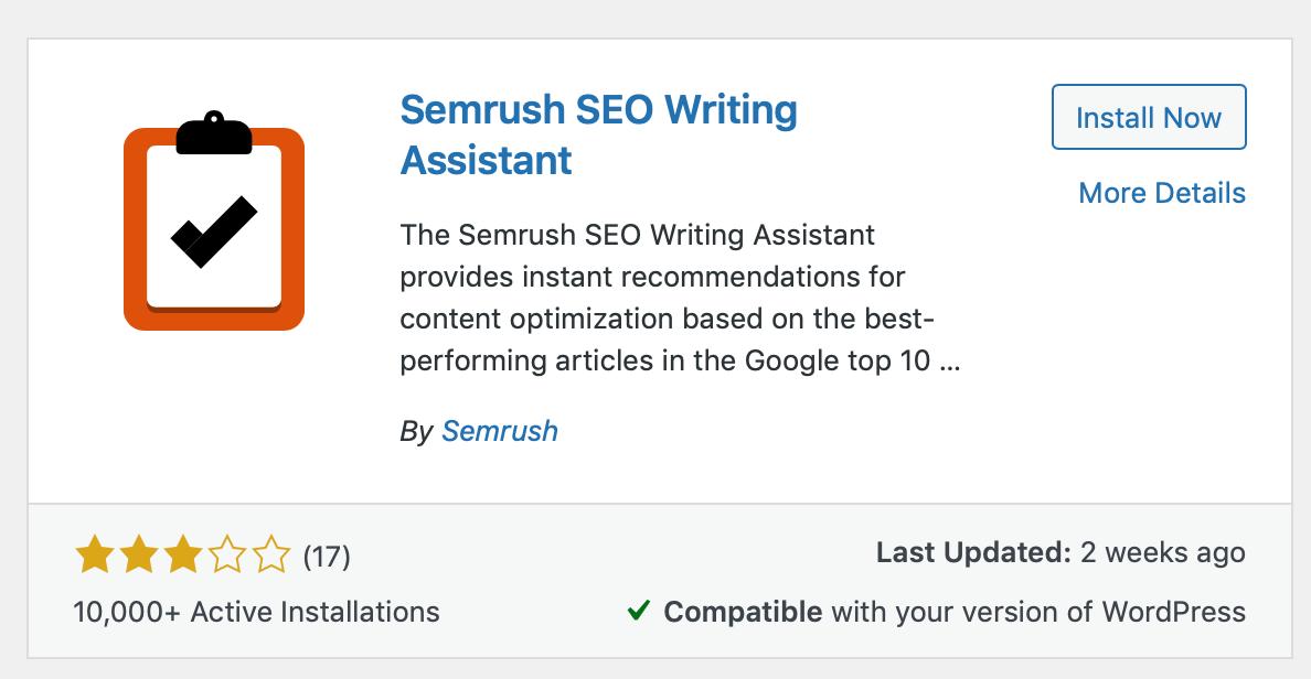Плагин Semrush для написания помощника wordpress