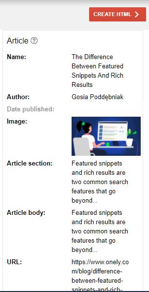 Google'ın Yapılandırılmış Veri İşaretleme Yardımcısı, HTML çıktısı oluşturmanıza olanak tanır