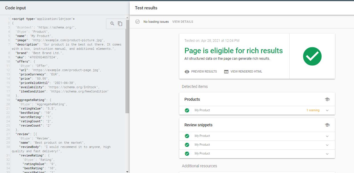 Zengin Sonuçlar testi, bir sayfanın zengin sonuçlar için uygun olup olmadığını değerlendirebilir