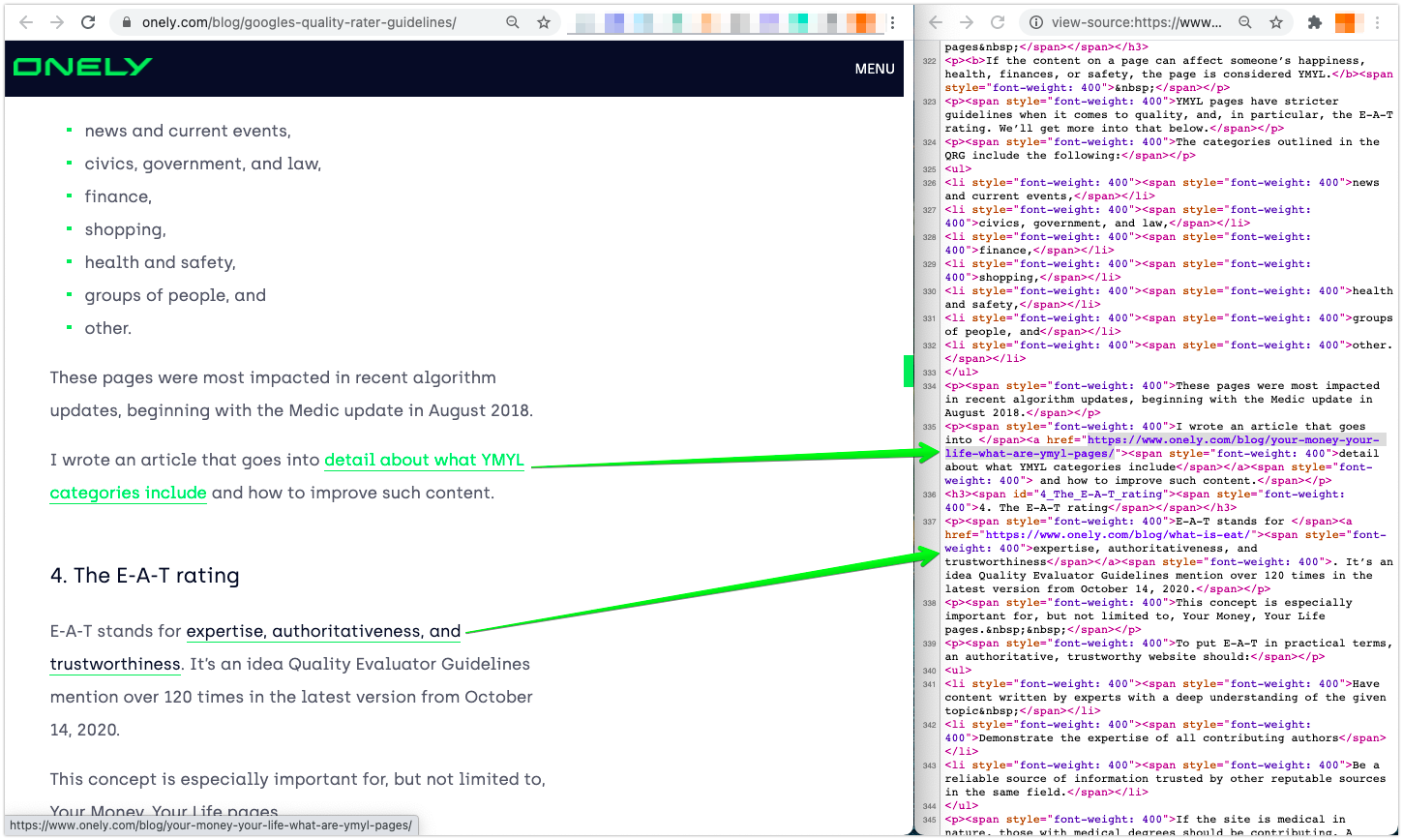 Как проверить, находятся ли ссылки в исходном коде