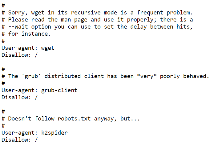 В Википедии есть несколько пасхальных яиц robots.txt