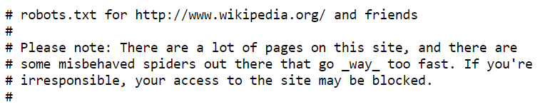 В Википедии есть несколько пасхальных яиц robots.txt