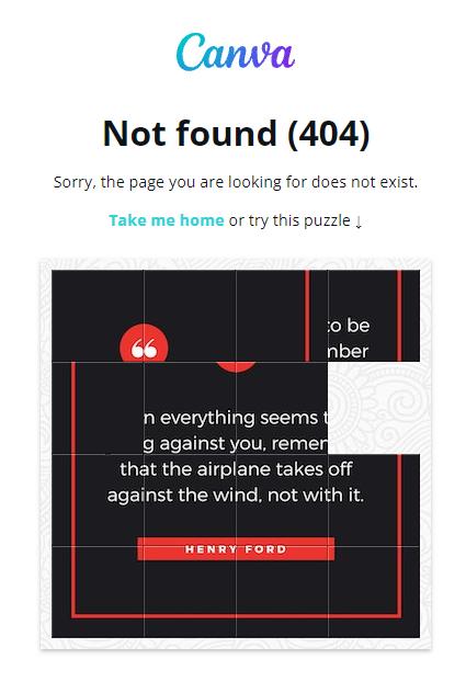 Tangkapan layar halaman 404 Canva dengan teka-teki