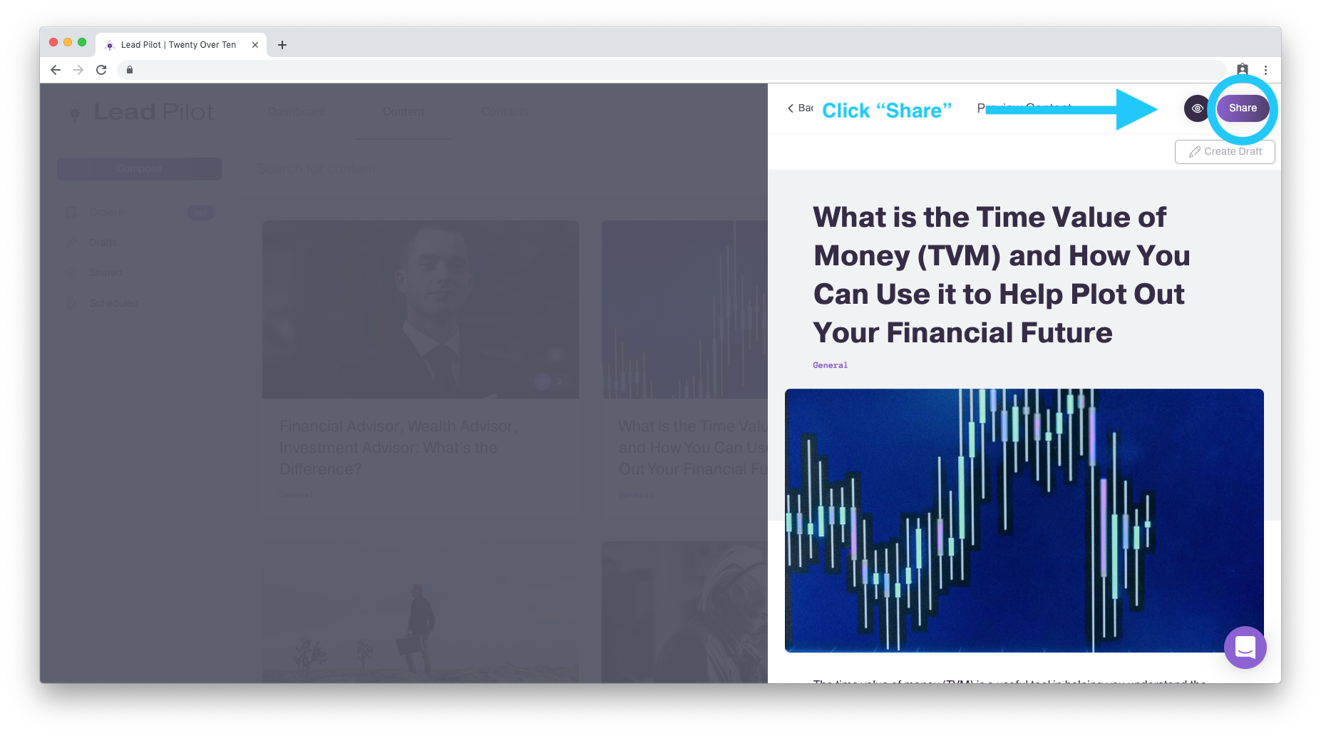Agendando uma postagem piloto principal