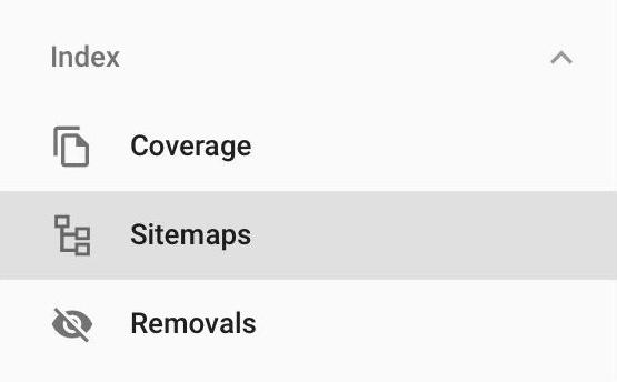 Capture d'écran de Google Search Console avec l'option Sitemaps